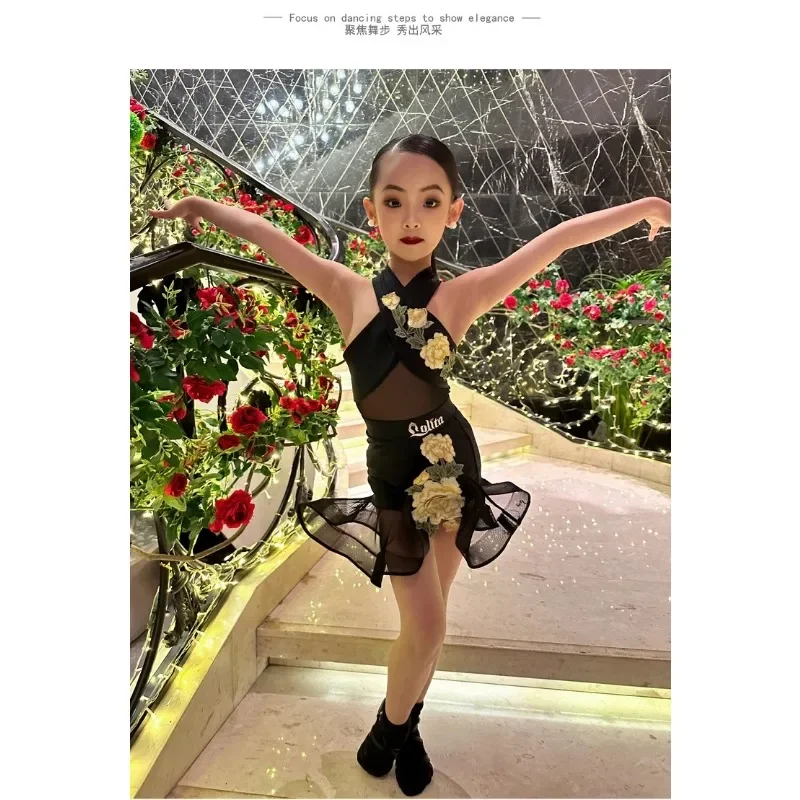 Vestido de baile latino para mujer, ropa de escenario para niña, vestido para niño, ropa para baile, conjunto dividido, camisa de baile, minivestido para niña latina
