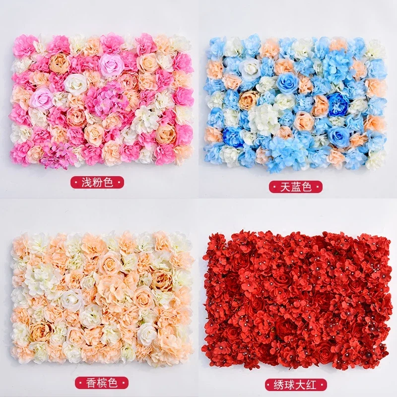 Hot sale 40X60cm Artificial Silk Hydrangea Rose Flower Wall Hotel Home Wedding Backdrop Lawn/pillar Flower Road Lead Wall Decor