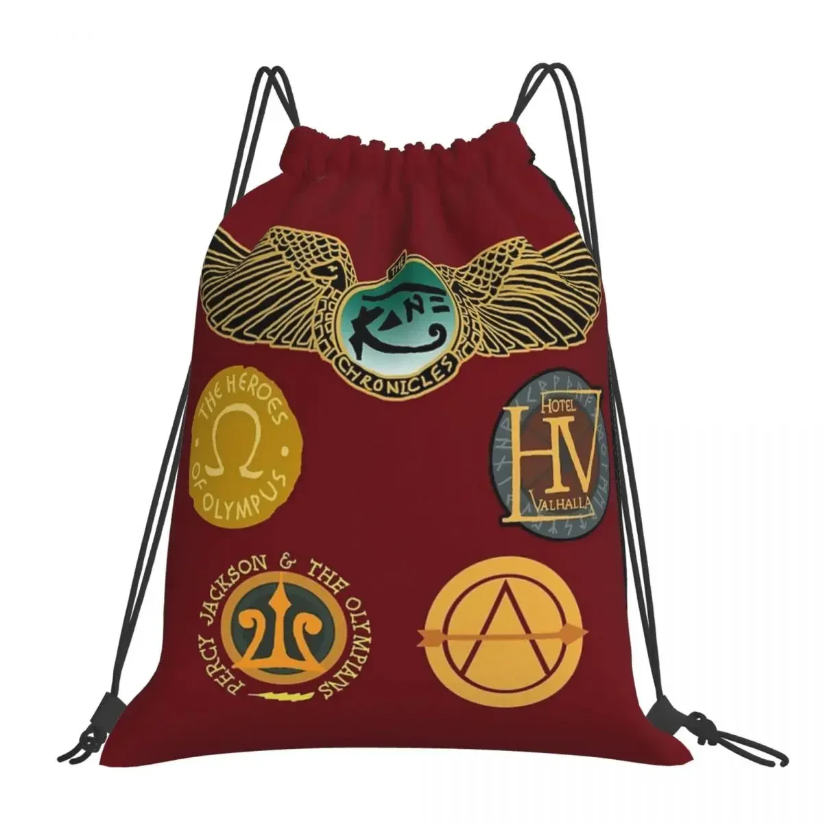 

Rick Riordan's Logos Backpacks Portable Drawstring Bags Drawstring Bundle Pocket Sports Bag BookBag For Travel Students