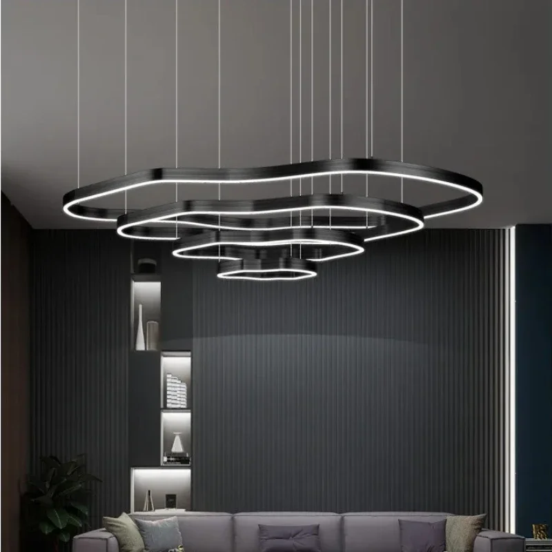 2026 الحديثة الشمعدانات الثريا المنزل إضاءة داخلية ل حلقة دائرية Led غرفة المعيشة القهوة/الذهب مطعم مصابيح متدلية #1