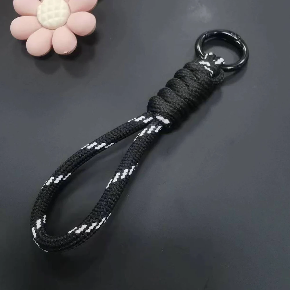 12cm Paracord Braided Woven Keychain Wrist Rope Phone case Anti-lost Rope Strap Key Ring Tactical Survival Tool Backpack Buckle