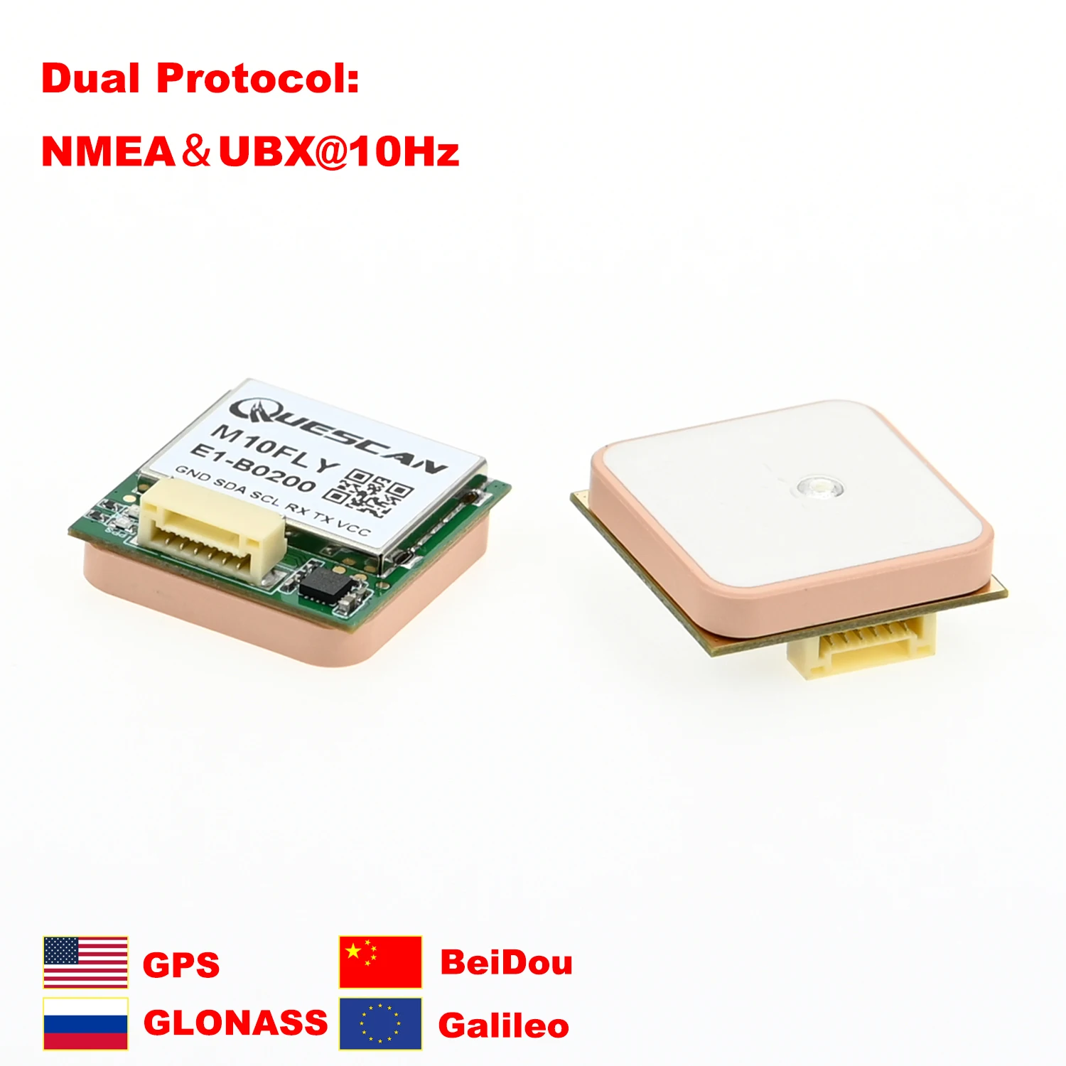 QUESCAN M10FLY 10Hz UBX-M10050-KB M10 GPS GNSS Module with Compass Support GPS Galileo GLONASS BeiDou QZSS SBAS,25mm*25mm