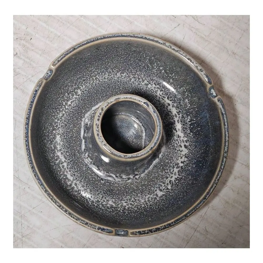 

Ceramic Match Striker Ashtray Match Holder Brutalism Organic Glazed