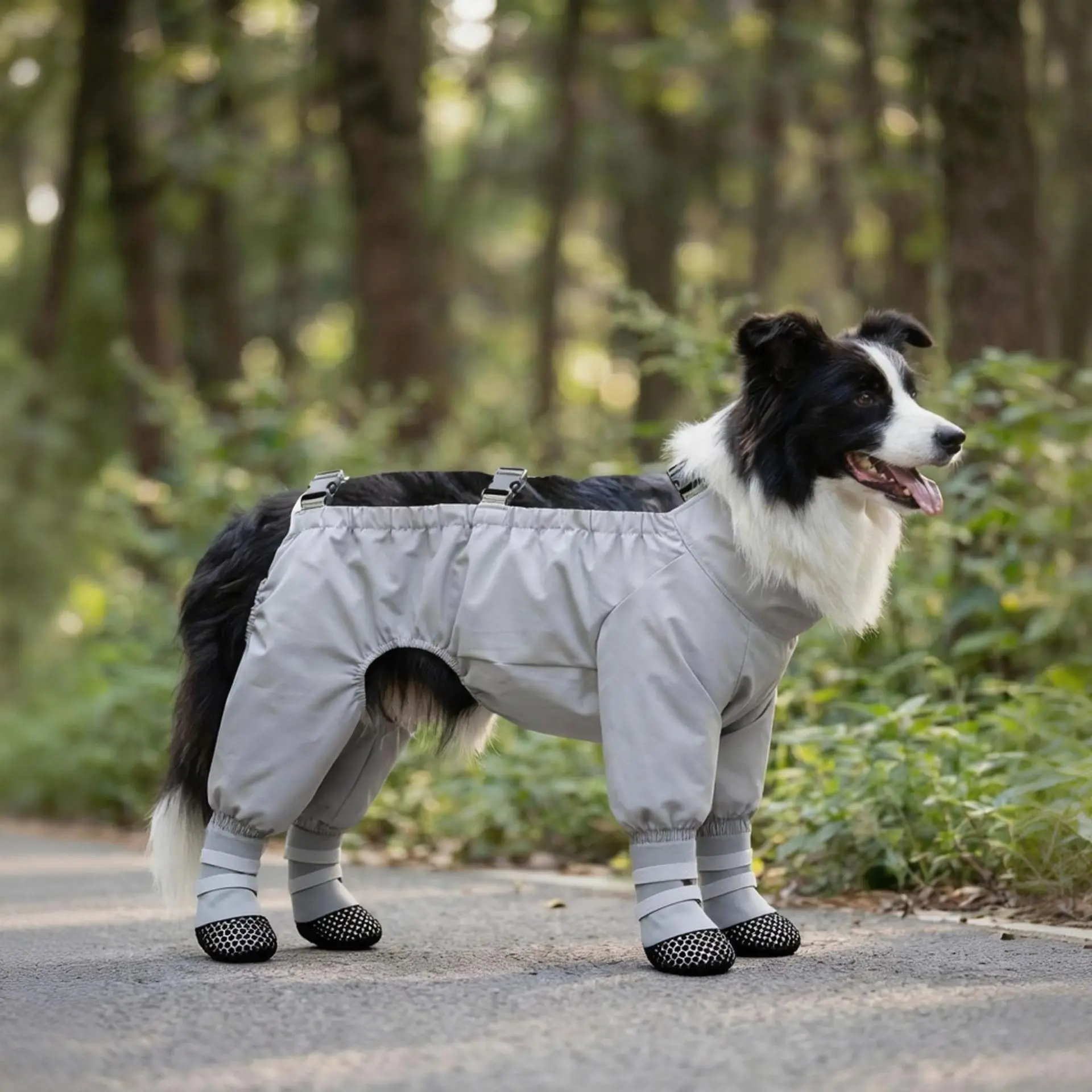 Pet dog outdoor anti dirty pants, comfortable and durable all year round, large dog shoes, waterproof raincoat and raincoat set