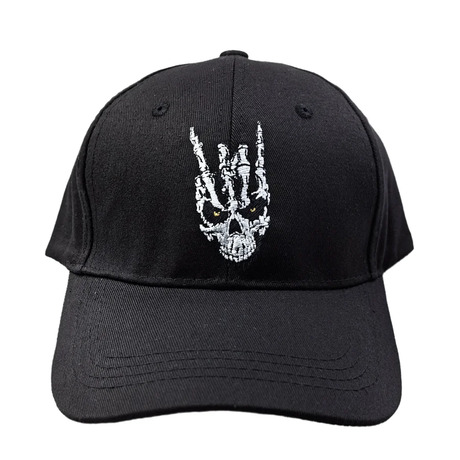 Peculiar Rock Gesture Bone Embroidery Snapback Baseball Caps for Men Women Outdoors Sun Protection Decoration Summer Hats Zj23
