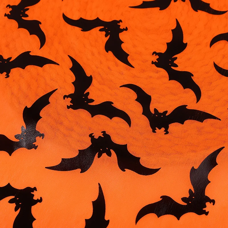 

Orange Black Bat Foil Fabric Halloween Stage Performance Costume Fabric Toy Decoration Polyester Knitted Fabric