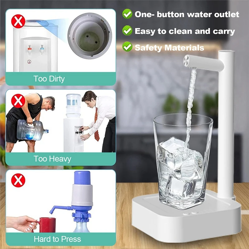 Water Dispenser Intelligent 6 Levels Water Dispenser For 5 Gallon Bottle&Universal Bottles Portable Desktop Water Pump