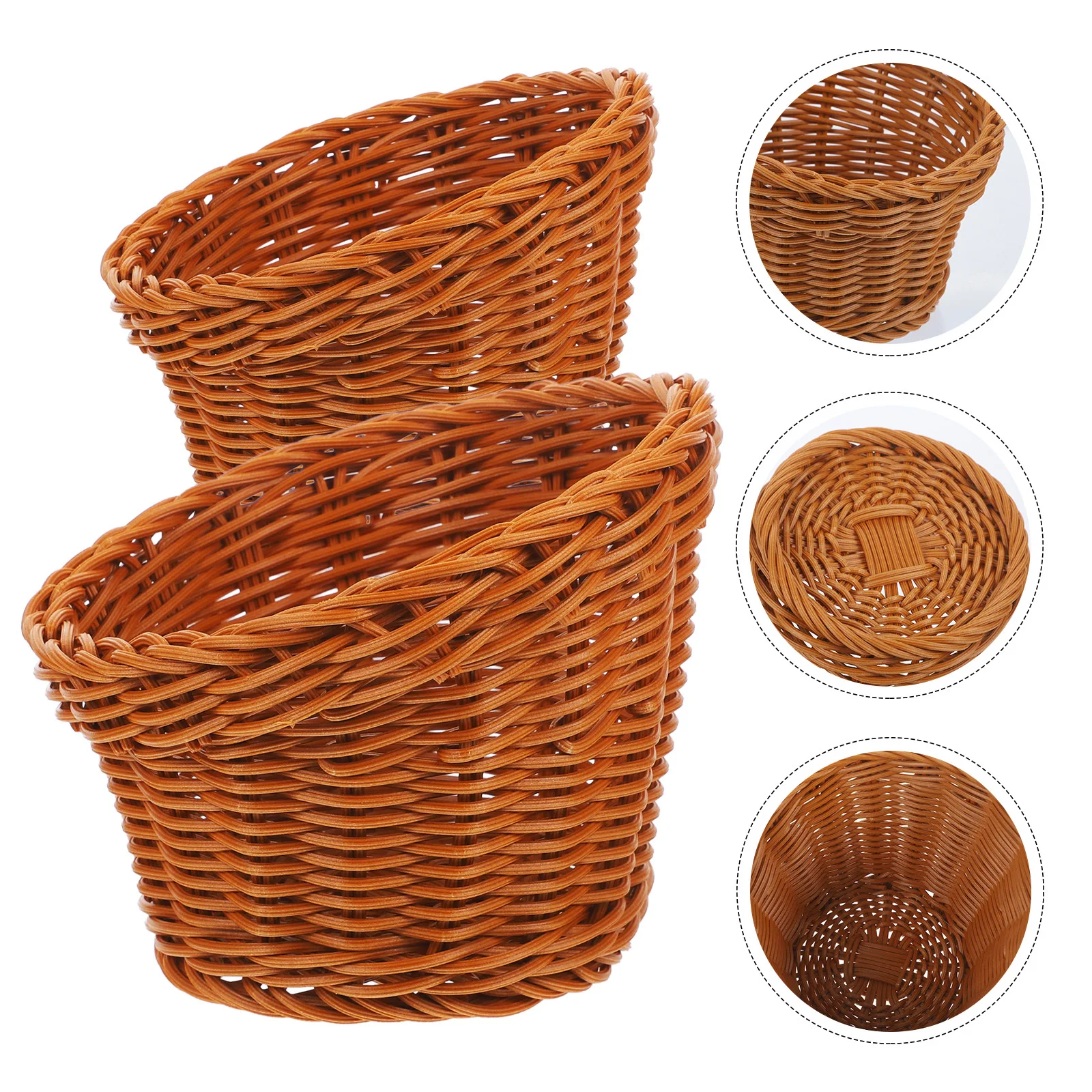 

2 шт., плетеная корзина из искусственного ротанга, круглая сервировочная поднос для еды для кухни, контейнер для хранения закусок, фрукты, овощи, сухофрукты