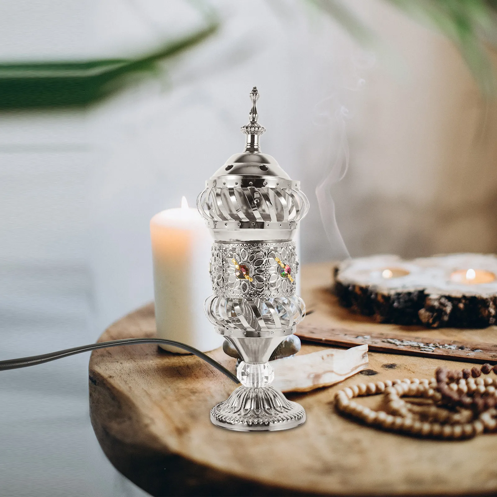 Retro Electric Incense Burner Middle East Design Home Decor Artistic Atmosphere Compact Size No Open Fire Incense Burner