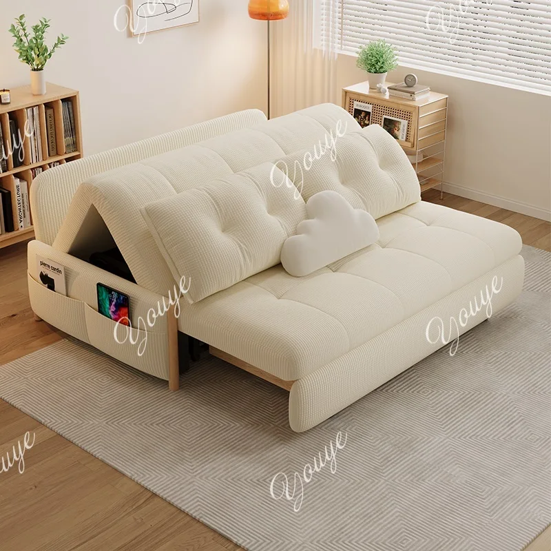 New electric folding sofa bed with storage small apartment living room dual-purpose wireless remote control telescopic