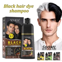 Champú teñido negro de 500ml, cubiertas de tinte instantáneo, champú para cabello gris Natural, tinte para el cabello negro, Ginseng a base de hierbas, jengibre, cabello blanco teñido negro