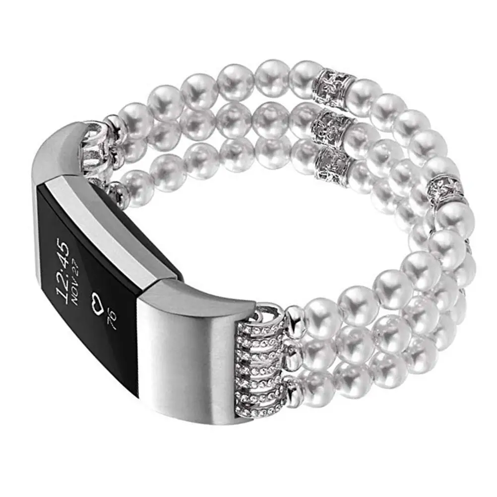 

Pearl Watchb Elastic Watch Strap Bracelet Strap White Smart Watch Accessories Jewelry Wristb Compatible