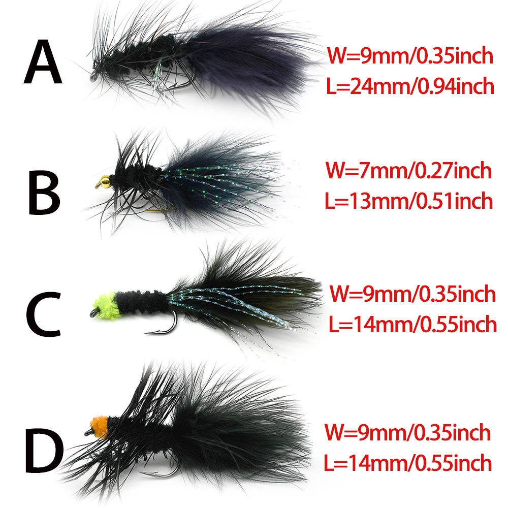 MNFT Mixed 8Pcs Woolly Bugger Streamers Fishing Flies For Steelhead Pike Bass Rainbow Trout Fish Lures Bait