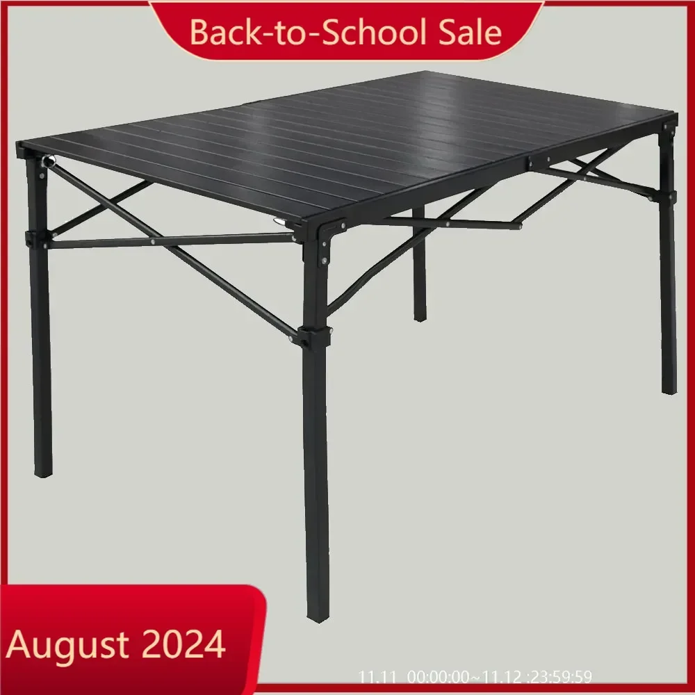 Heavy-Duty Roll-Top Table for Camping (Large) - Portable Aluminum-Top Folding Table with Steel Frame by Caddis Sports, Inc.