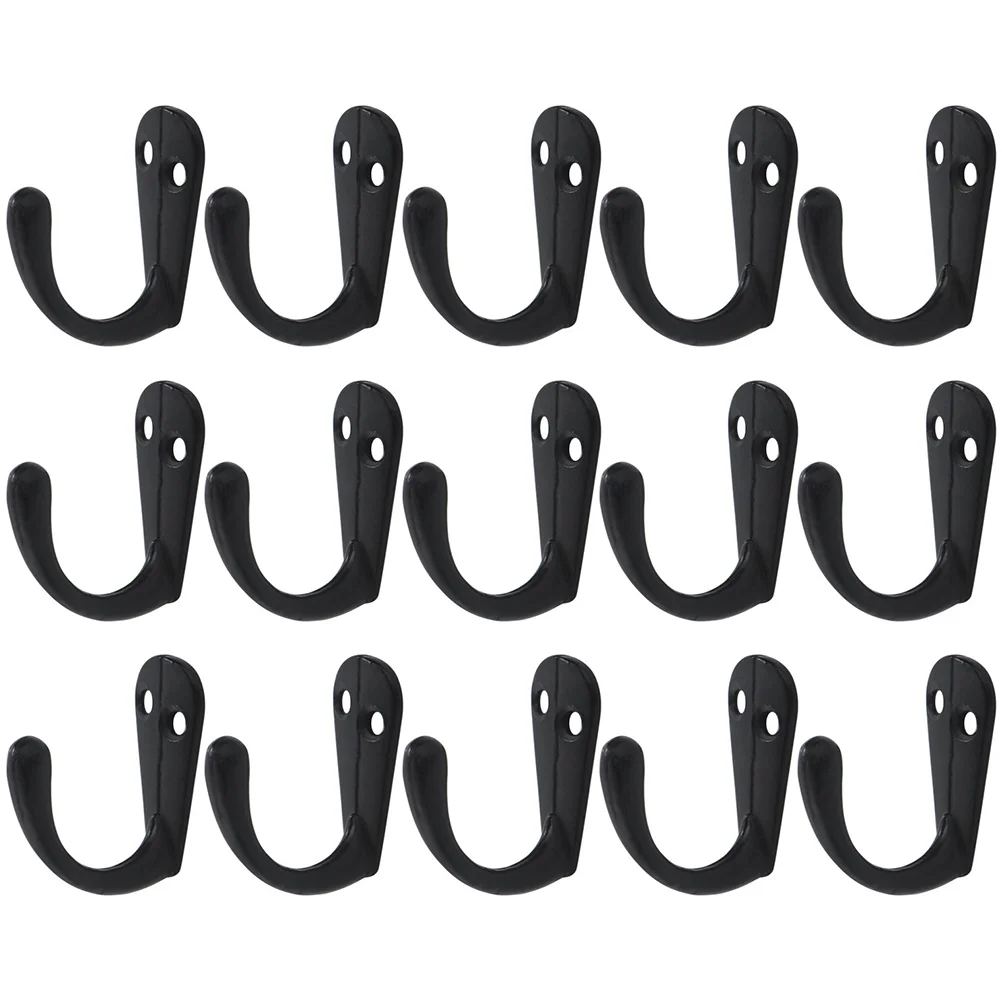

15 Pcs Black Zinc Alloy Wall Hooks Rust Proof Coat Hooks for Bathroom Kitchen Bedroom Hanging Storage Closet Metal Hanger Hook