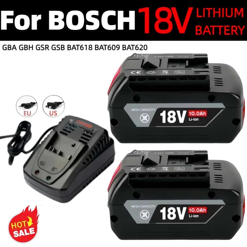 Original10.0Ah 18V Battery for Bosch Electric Drill Rechargeable Li-ion 18650 batteries BAT609, BAT609G, BAT618, BAT618G, BAT614