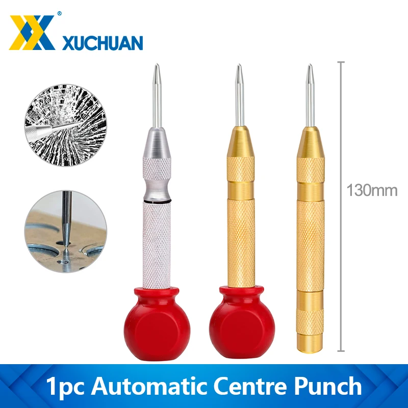 

XUCHUAN 1pc Automatic Centre Punch General Woodworking Metal Drill Adjustable Spring Loaded Hand Tools for Metal Glass