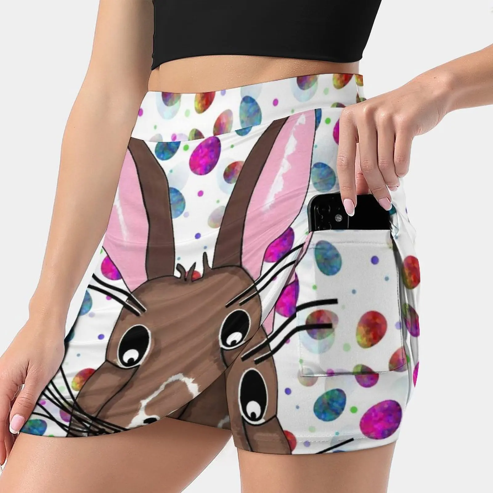 Easter Bunny Easter Eggs Women's skirt With Pocket Vintage Skirt Printing A Line Skirts Summer Clothes Easter Eggs Illustration