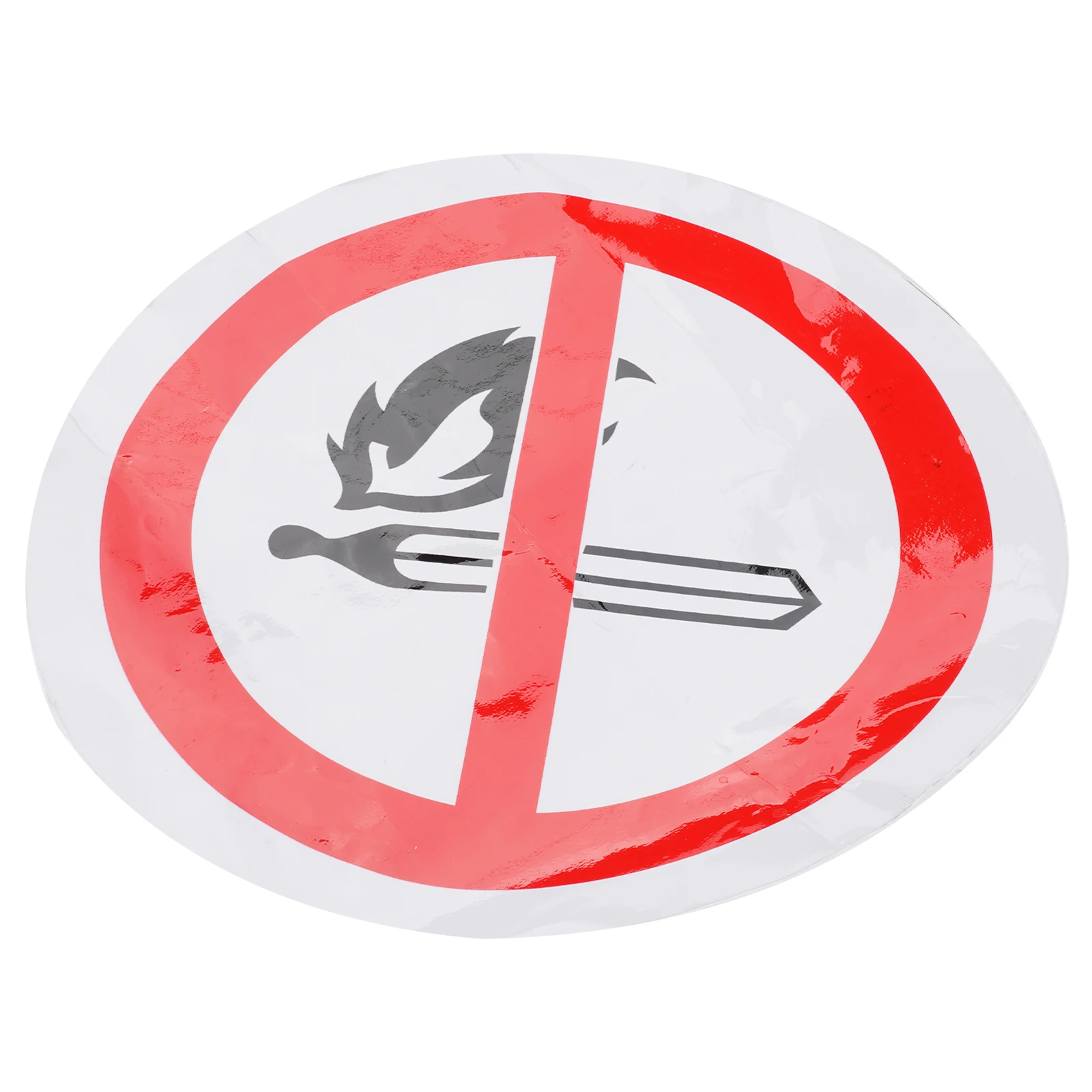 PVC Warning Stickers No Open Flames Safety Labels Round Applique Gas Signs Traffic Symbols Self Adhesive