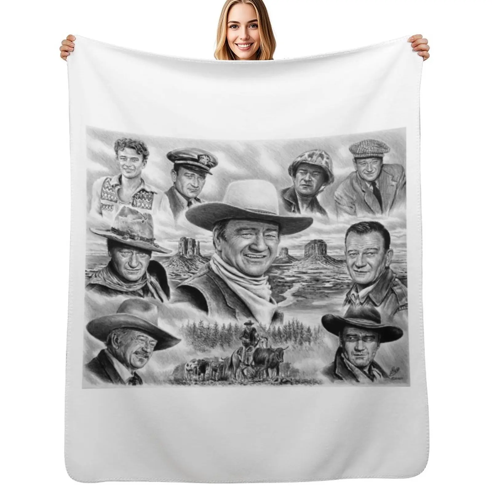 

John Wayne Collage Throw Blanket manga Decorative Sofas funny gift Sofa Blanket