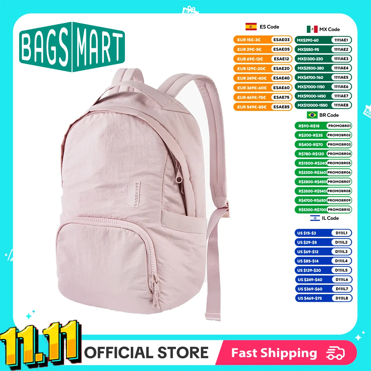 BAGSMART женский рюкзак 13-дюймовая