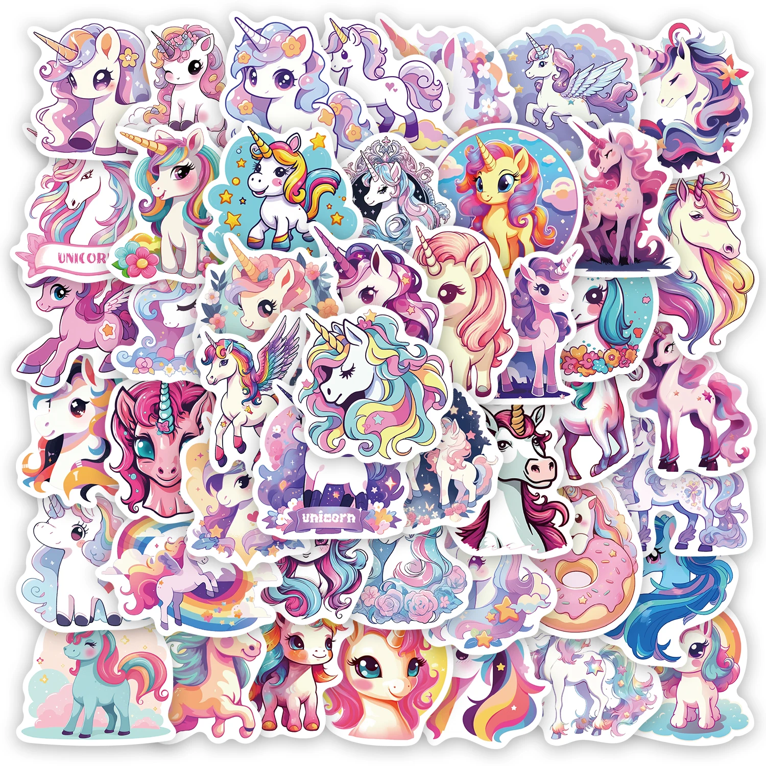 50 adesivi divertenti unicorno, custodia per telefono fai da te, adesivi giocattolo per bottiglie thermos per laptop