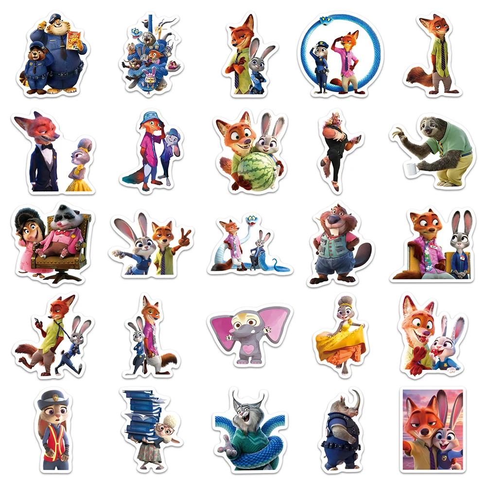 10/30/50 stuks Disney Zootopia 2 Anime Judy Nick Stickers Leuke Cartoon Dier Vos Konijn Slang Sticker bagage Notebook Telefoon Decal