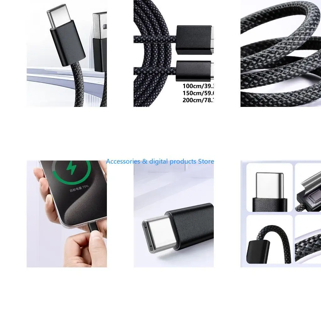 77JD USB to Type C 120W Cable Ensures Rapid Charging 1Gbps Reliabled For Phones