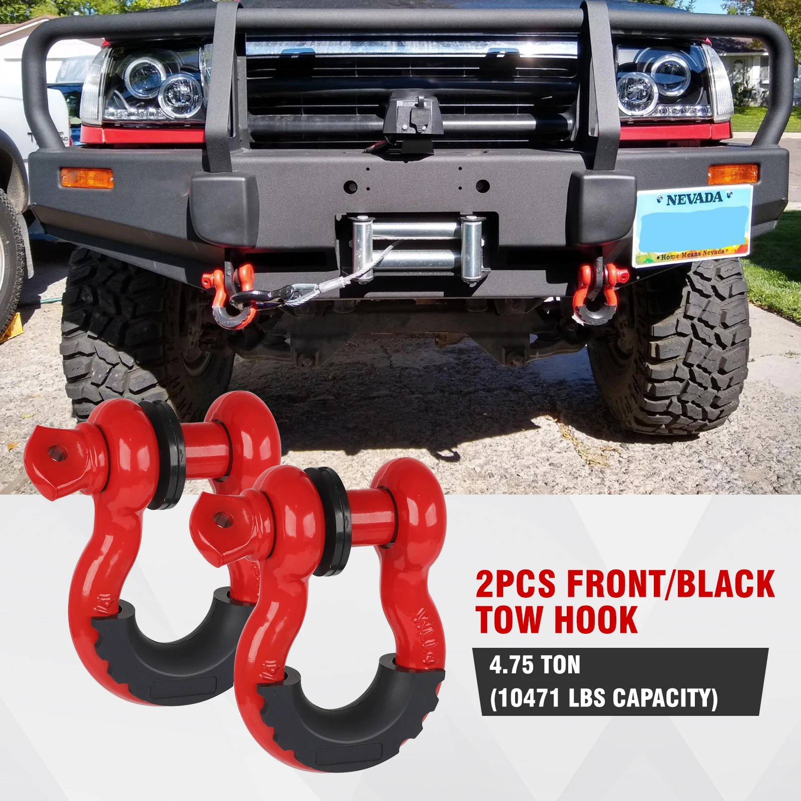 for Tow Strap Winch Truck Vehicle 2 Pack Shackles 3/4