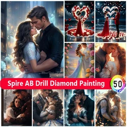 New 2024 Fantasy 5d Diy AB Diamond Painting Kits Embroidery Flower Couple Lover Art Mosaic Cross Stitch Home Decor Handmade Gift