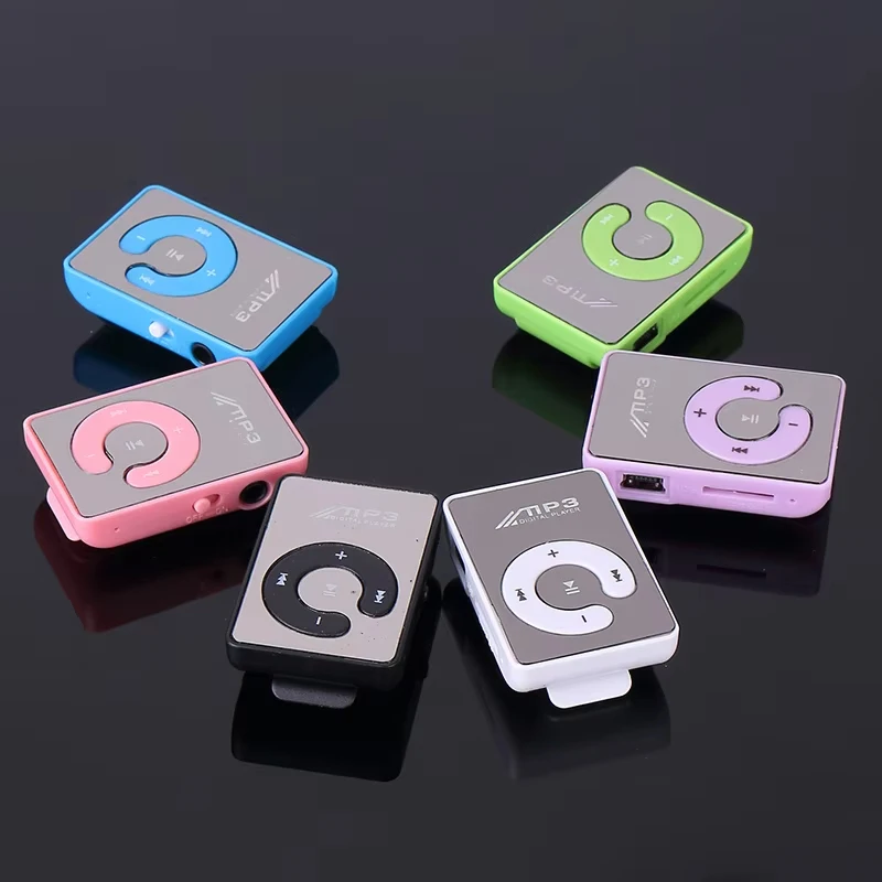 C Key Portable Mini Mirror Clip MP3 Player Music Media Support Micro SD TF Card Fashion HiFi MP3 MP4 Walkman For Outdoor Sports