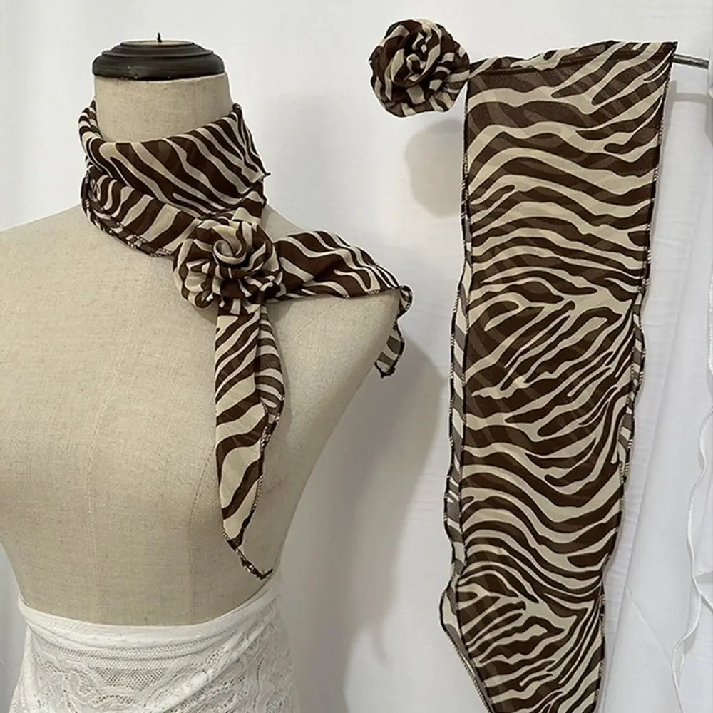 

Модный шелковый шарф с цветком розы, съемные тонкие шифоновые шарфы с цветочным принтом, защита от солнца, мягкие повязки на голову для женщин, девочек, женщин