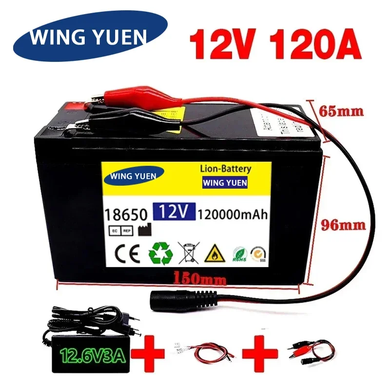 

Upgraded 12v 120A Li Ion 18650 Battery Electric Vehicle Lithium Battery Pack 9V- 12V 35Ah 120Ah Built-in BMS 30A High Current