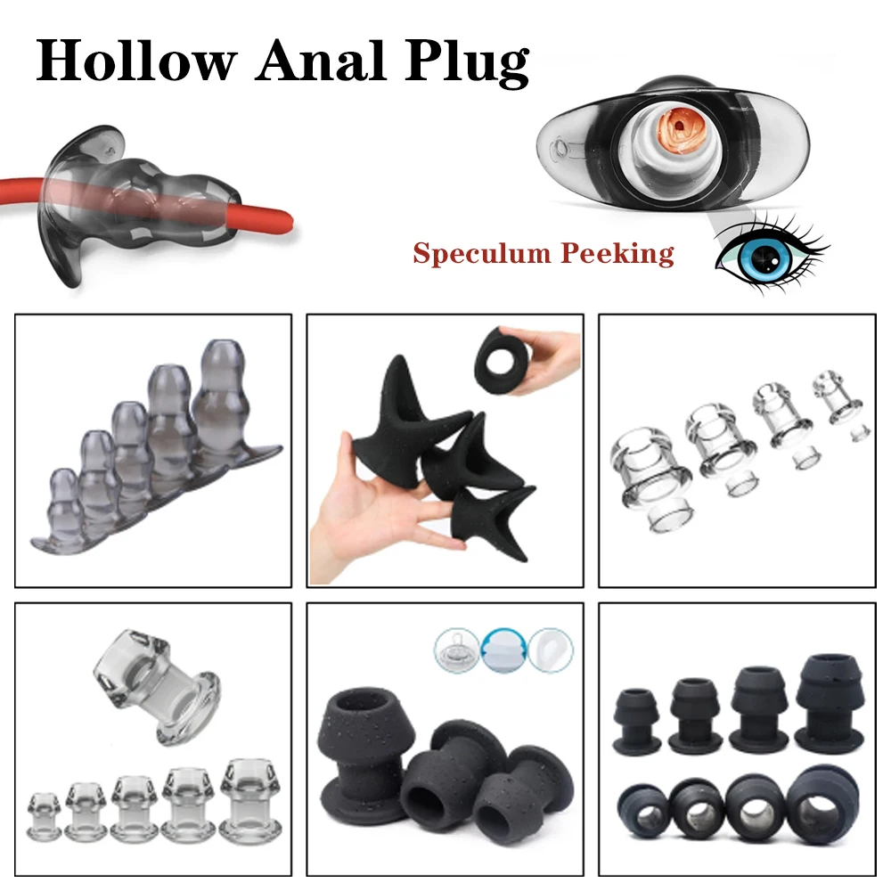 

Hollow Speculum Peeking Anal Beads Butt Plug With Stopper Speculum Enema Anal Plug Expander Tunnel Anus Dilation SM Gay Sex Toys