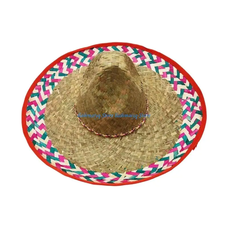 

573B Friendly Braided Sun Hat Large Brims Outdoor Hat For Gardening Hiking Beach Trip