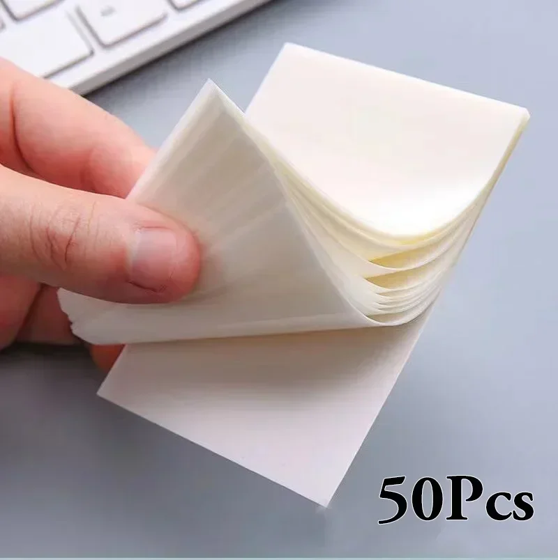 50 Sheets Transparent Sticky Note PET Waterproof Notepads Self-Adhesive Memo Pad School Stationery Office Supplies