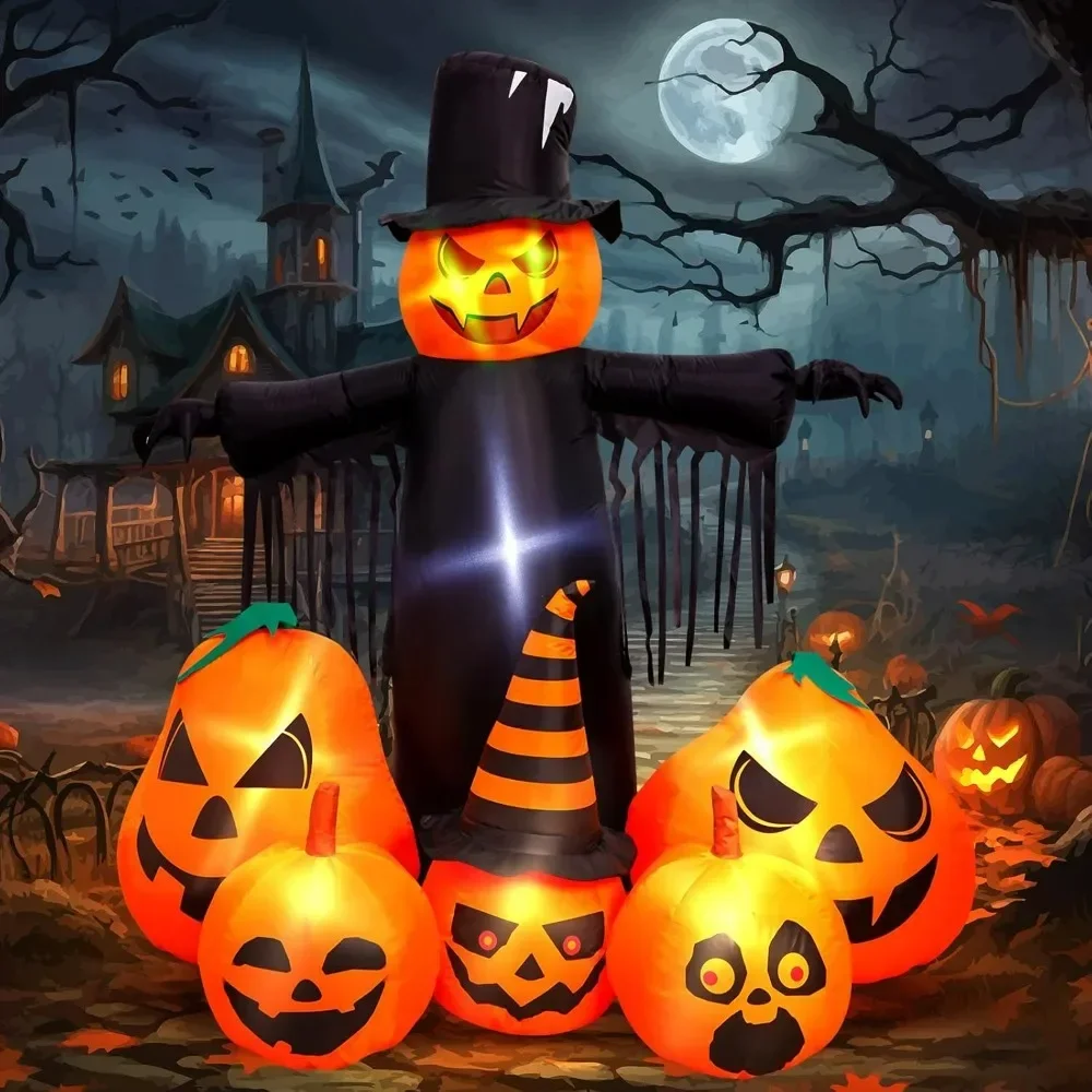 Halloween Inflatables Pumpkin Decorations,  with LED Build-in Halloween Yard Decoration  for Outdoor Indoor Garden Lawn