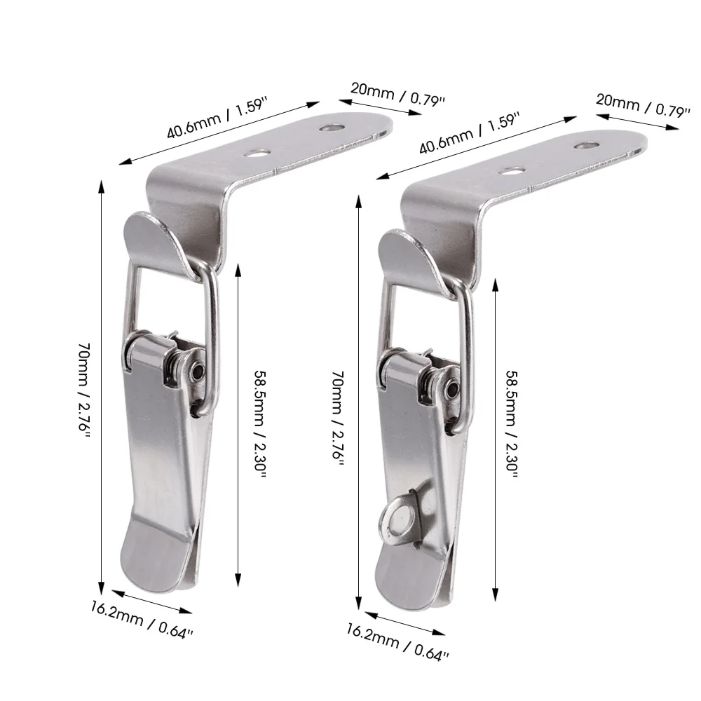 4 Pezzi Chiusura A Leva Con Molla In Acciaio Inox 304 – Doppia Molla, 70x36x12 Mm, Per Cassette Attrezzi, Armadi E Scatole