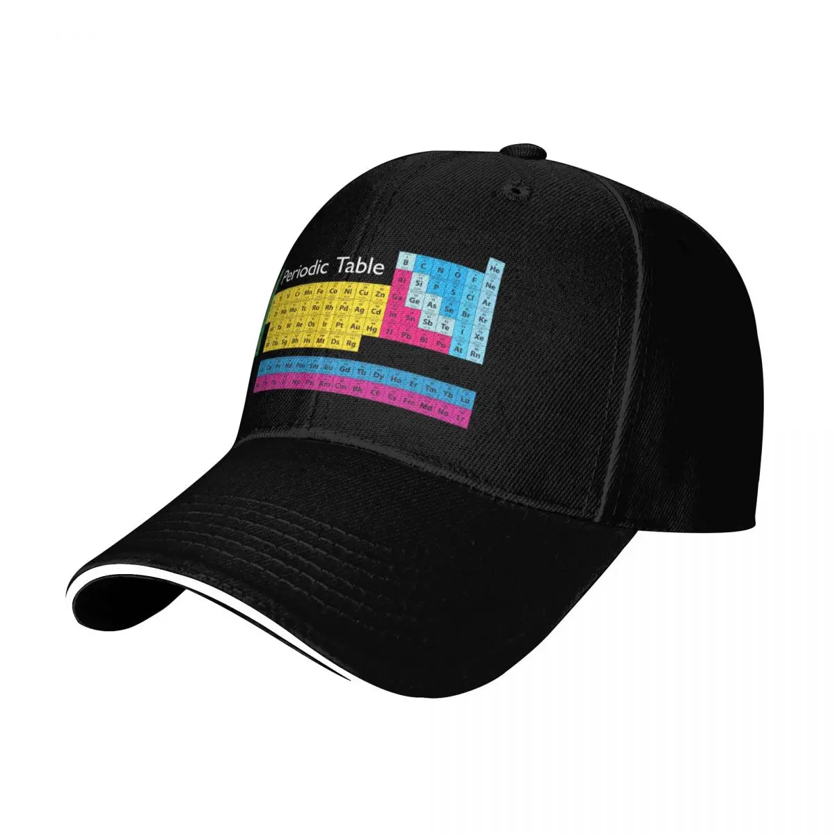 Periodic Table of Elements Baseball Cap Cotton Twill Breathable Contrast Two Tone Brim Snapback Flat Bill