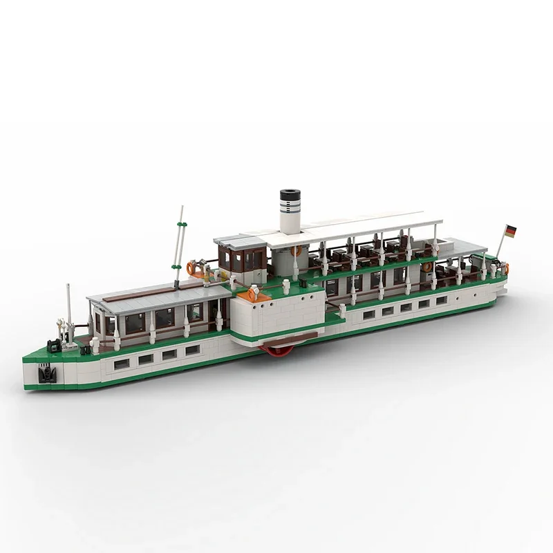 Boat Model MOC Building Bricks Tourism Sightseeing Steam-Ship Modular Technology Gifts Holiday Assemble Children Toys Suit