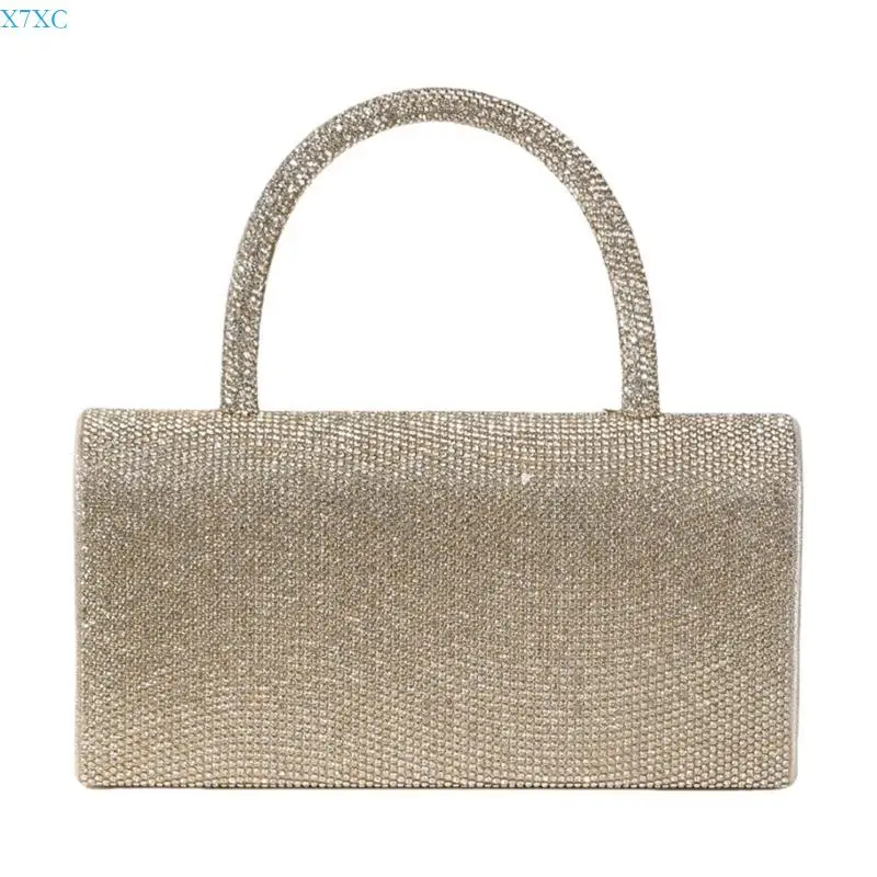 

X7XC Sophisticated Rhinestones Satchel Evening Bag for Women Shoulder Bags with Chain Crossbody Purse Party Handbag