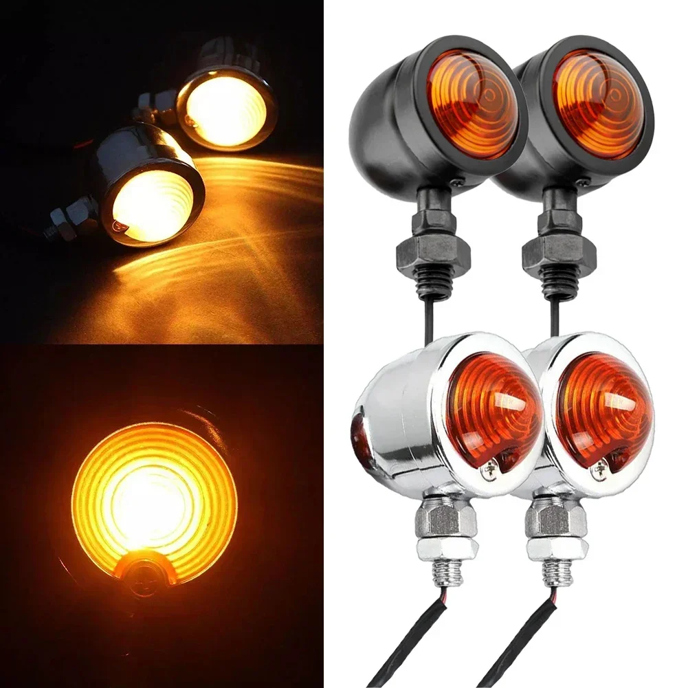 2PCS Motorcycle Turn Signal Lights Halogen Direction Indicators Turn Signals Amber Flashers Lighting Motorbike Lamp