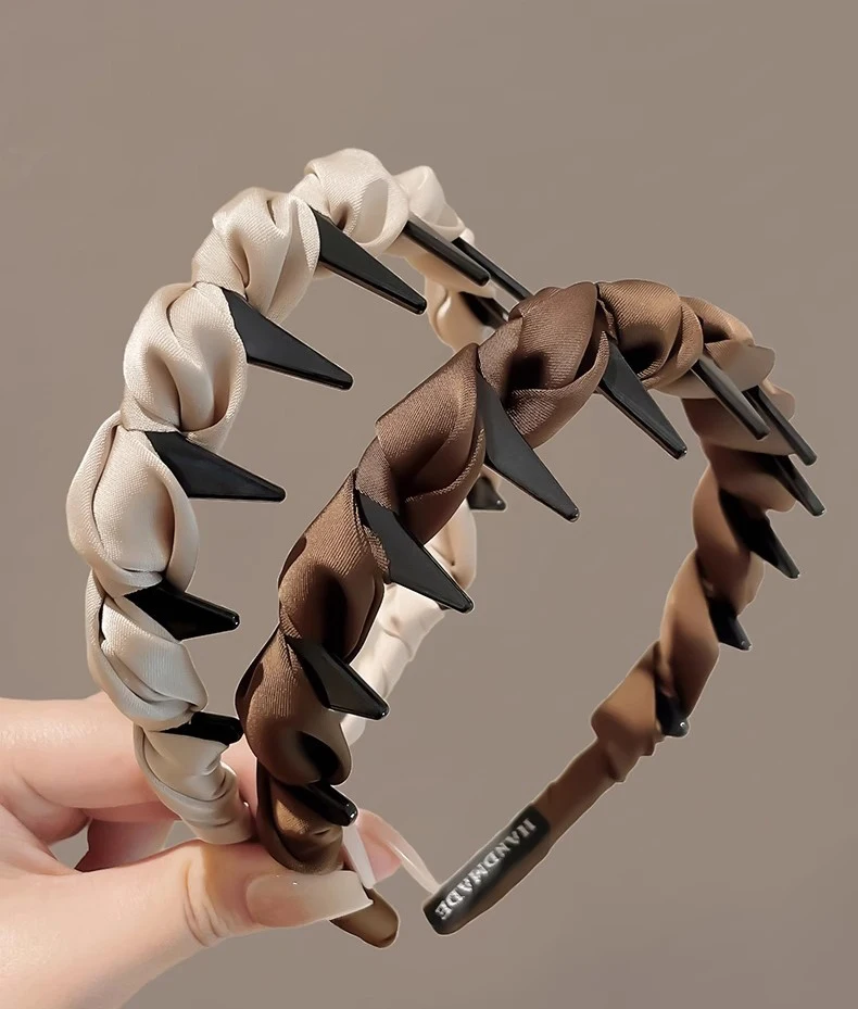 عصابة رأس من الساتان بلون سادة غير قابلة للانزلاق، عصابة رأس ملفوفة من القماش القابل للتمدد للنساء، إكسسوارات للشعر اليومي