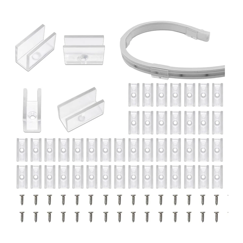 

Neon Rope Light Mounting Brackets, 100PCS Neon Lights Install Fixing Clips Accessories For 6X12mm LED Neon Flex Strip