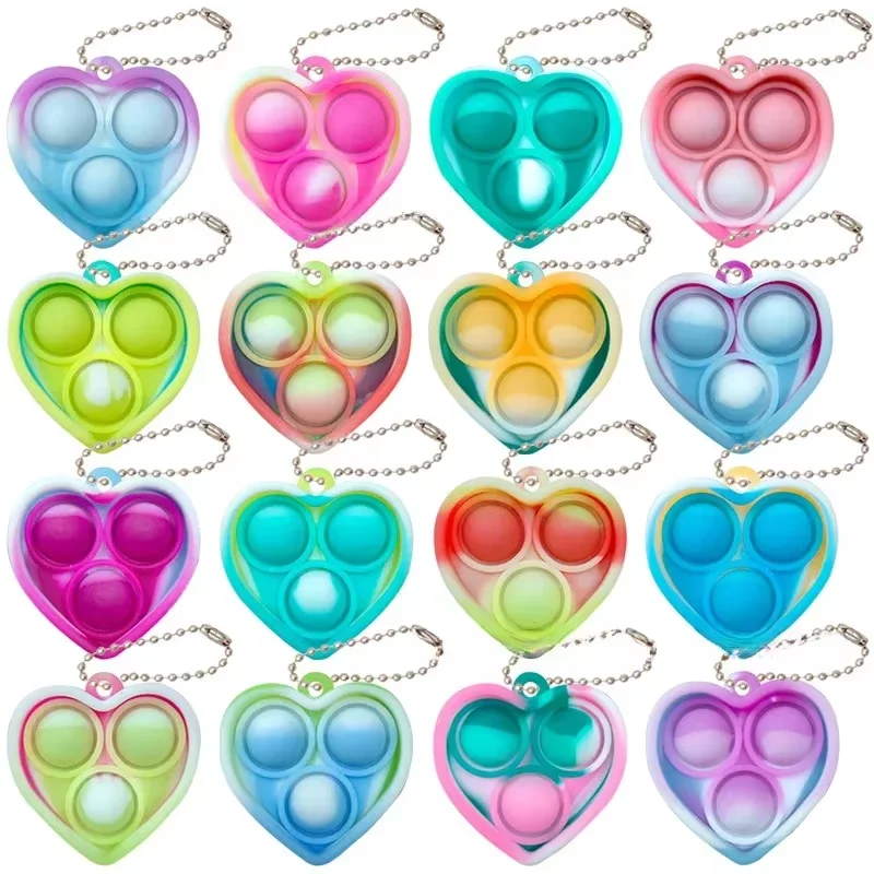 Valentines Day Gifts for Kids 30-5pc Valentines Cards Mini Pop It Keychain Great Valentine Gift Exchange Valentines Party Favors