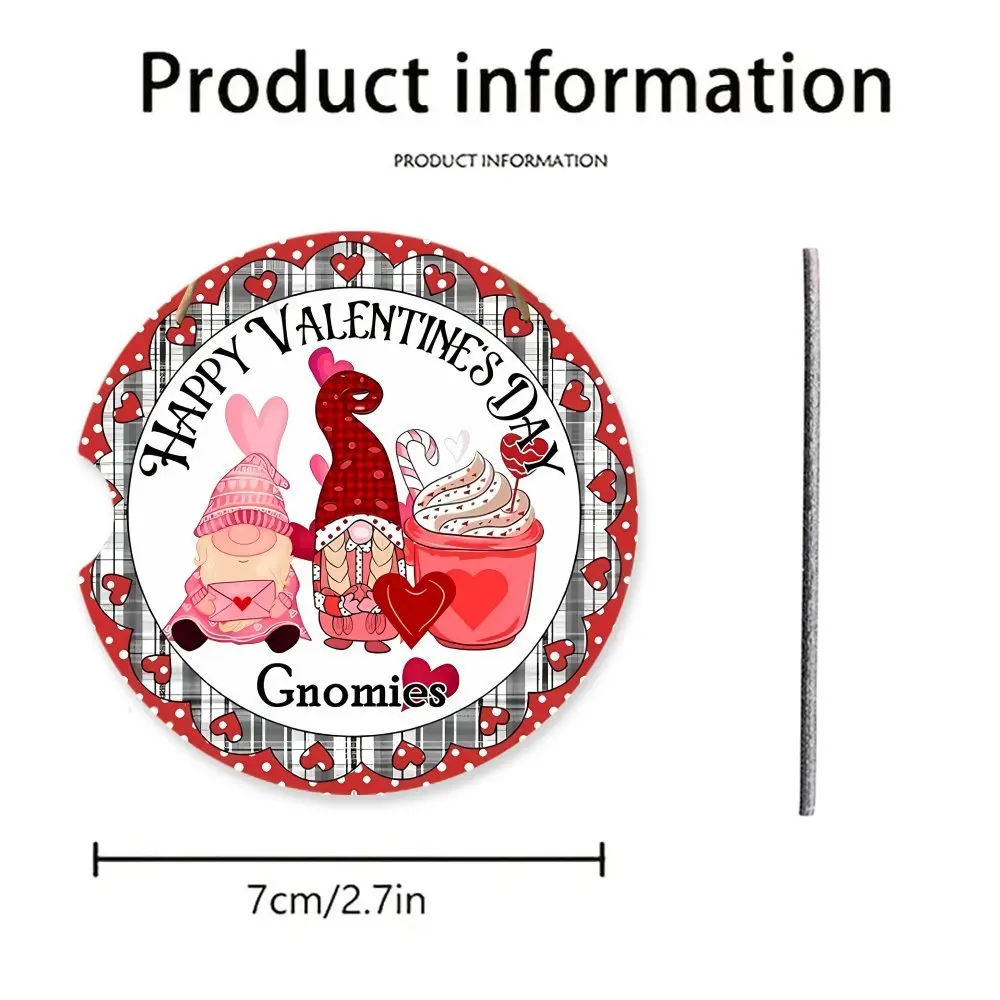 2pcs Valentine'S Day Acrylic Coasters, Waterproof Heat-Insulated Car Cup Mats, Pink Gnome Design, Durable, Scratch-Resistant