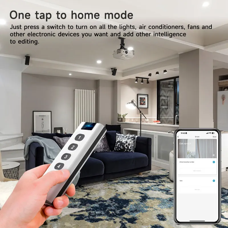 Tuya ZigBee Control Devices Smart Wireless Scene Switch 4 Key Remote Portable Remote Controls For Home Smart Life Remote Control