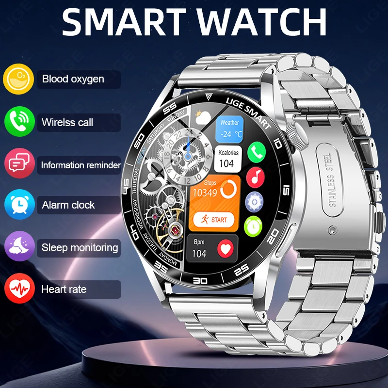 

LIGE Smartwatch 2025 New HD Screen Sports Fitness Heart Rate Bluetooth Call Waterproof Outdoor Men Fashion Smart Watch Women
