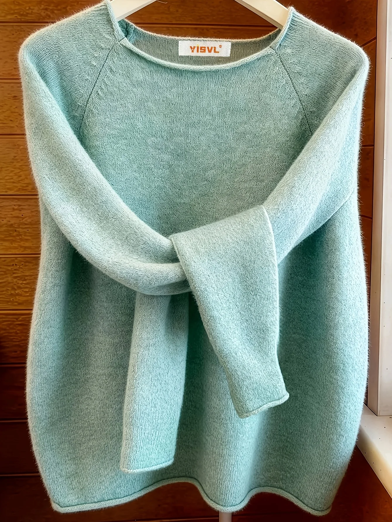 Einfarbiger, schlichter, flauschiger Strickpullover mit Rundhalsausschnitt, lockerer, lässiger, vielseitiger Damenpullover für Frühling und Herbst, modisch
