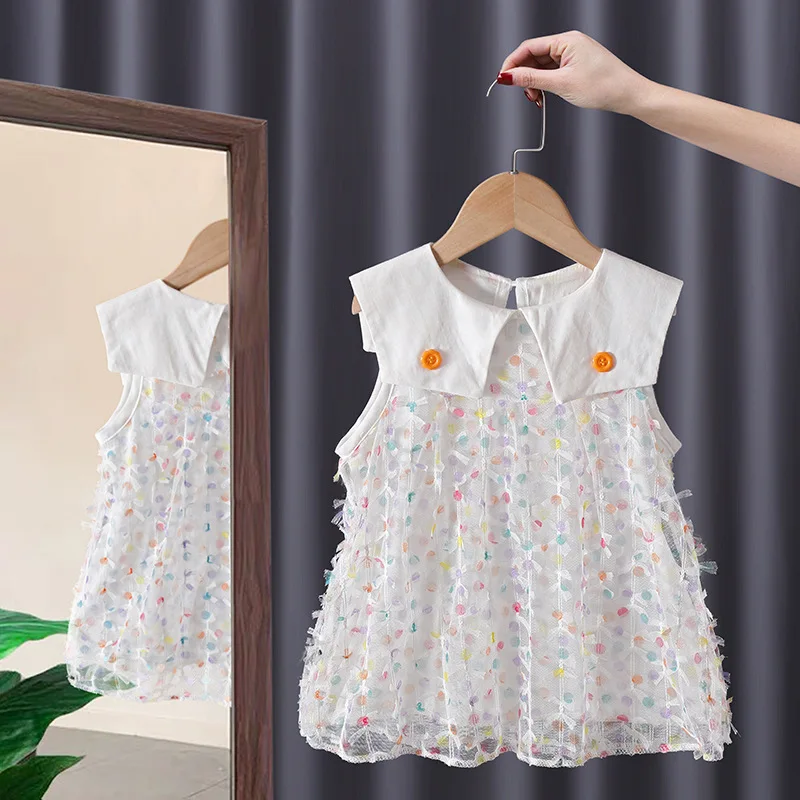 vestidos para niñas Girl Dress 2024 Summer Baby Thin Chiffon Girl Fashion Fragmented Flower Princess Dress فساتين حفلات للبنات